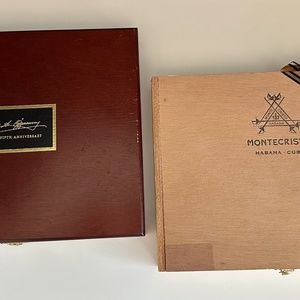 2 EMPTY Cigar Boxes - Montecristo - Cano A Ozgener CAO - Habana Cuba Nicaragua